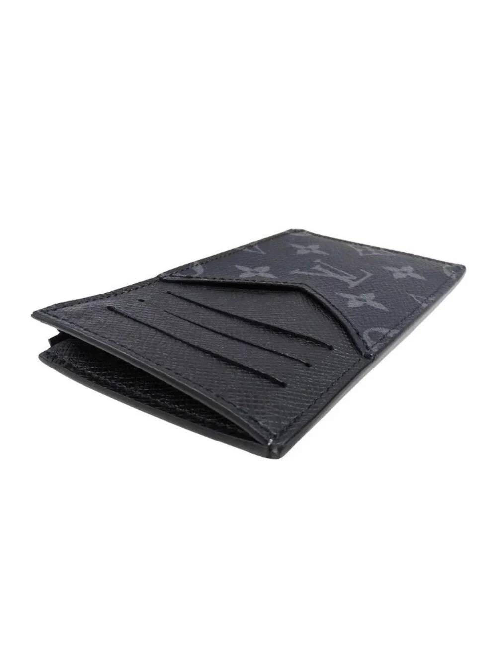 Louis Vuitton Card Case Taiga Monogram Eclipse Coin Holder Black Pocket Small